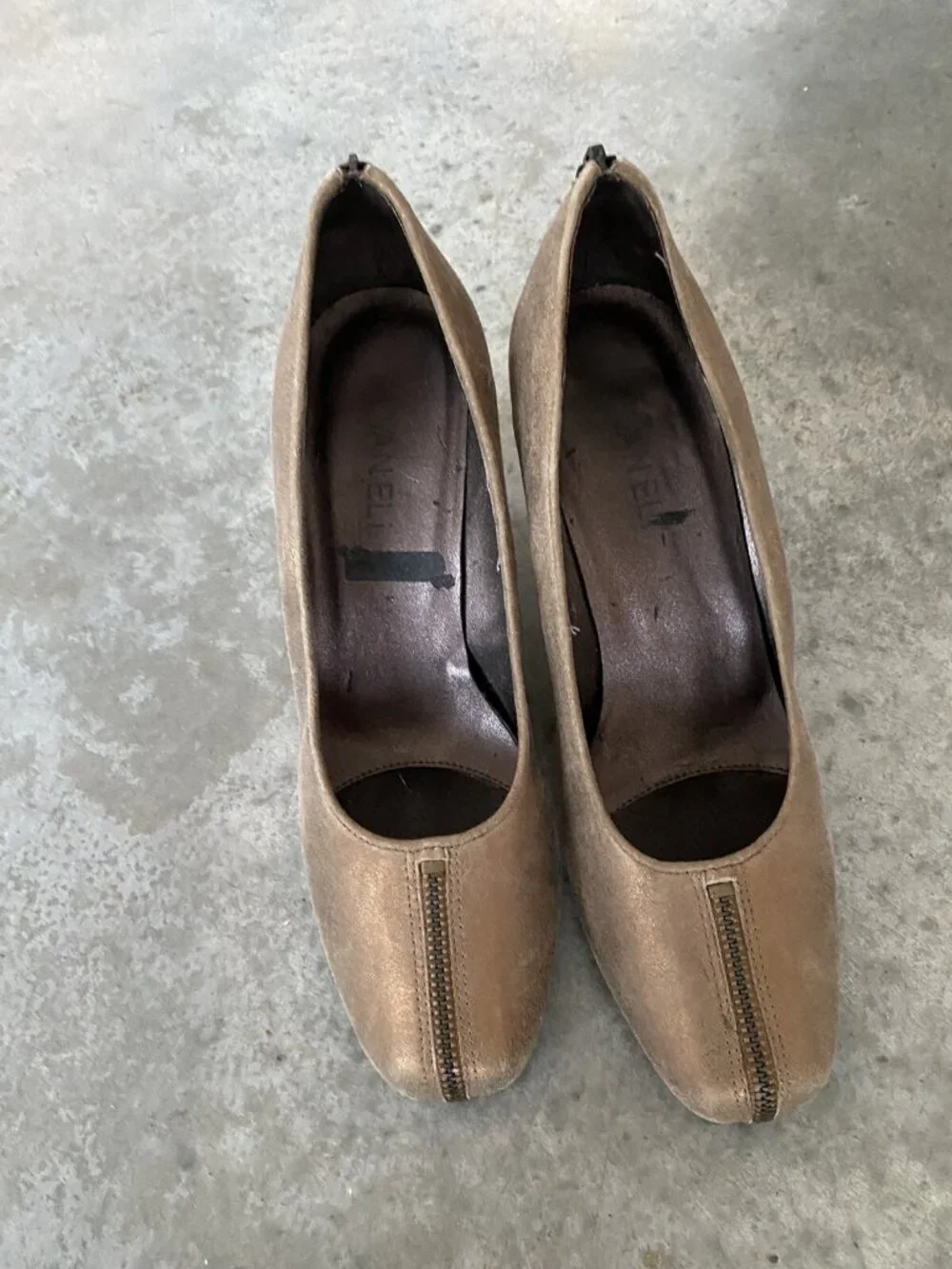 Vaneli Bronze Platforms Wedges Metallic Gold Zippered Wedge Heels Size 8 M